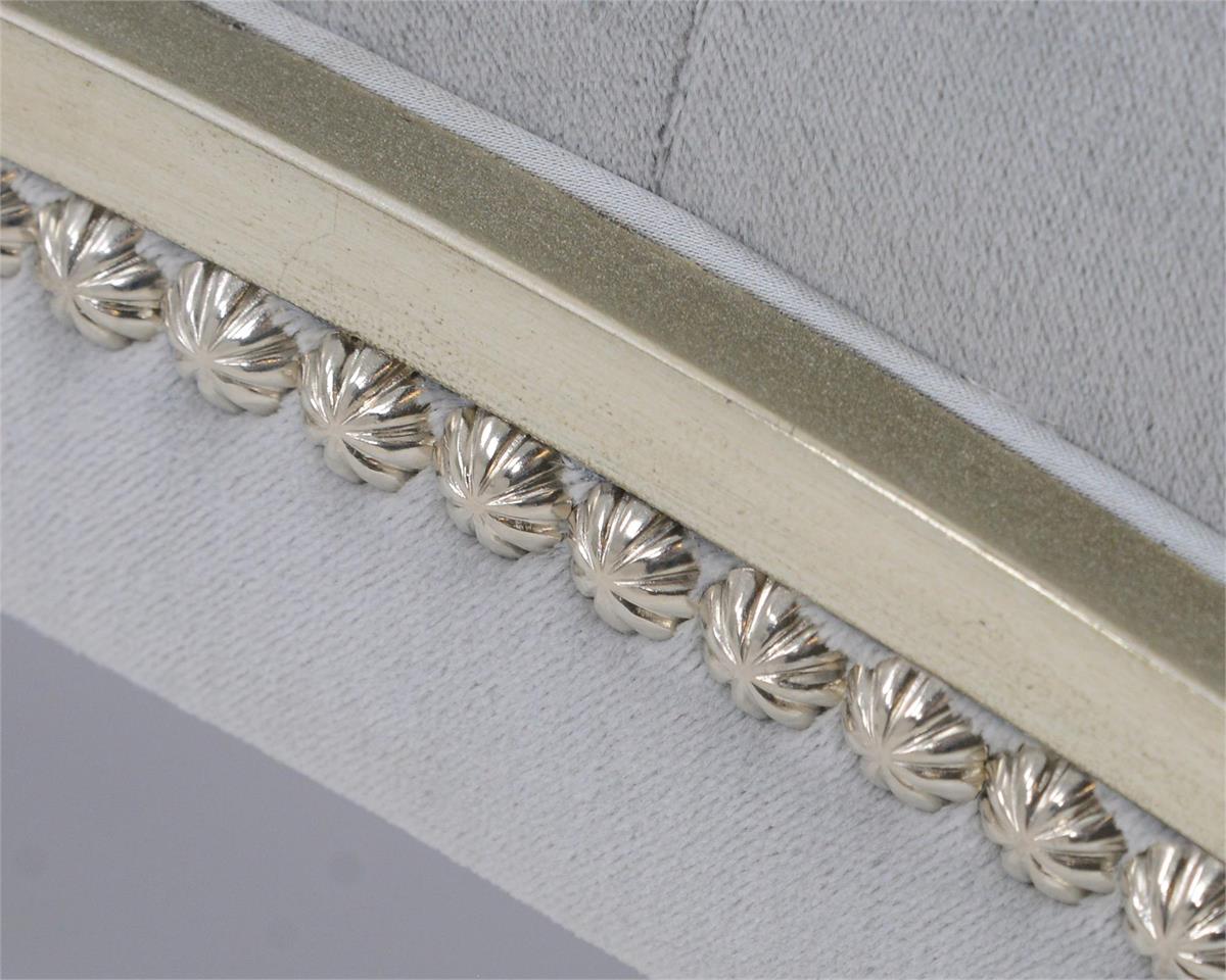Monroe 70" Pale Grey Velvet Chaise with Burnished Silver Frame