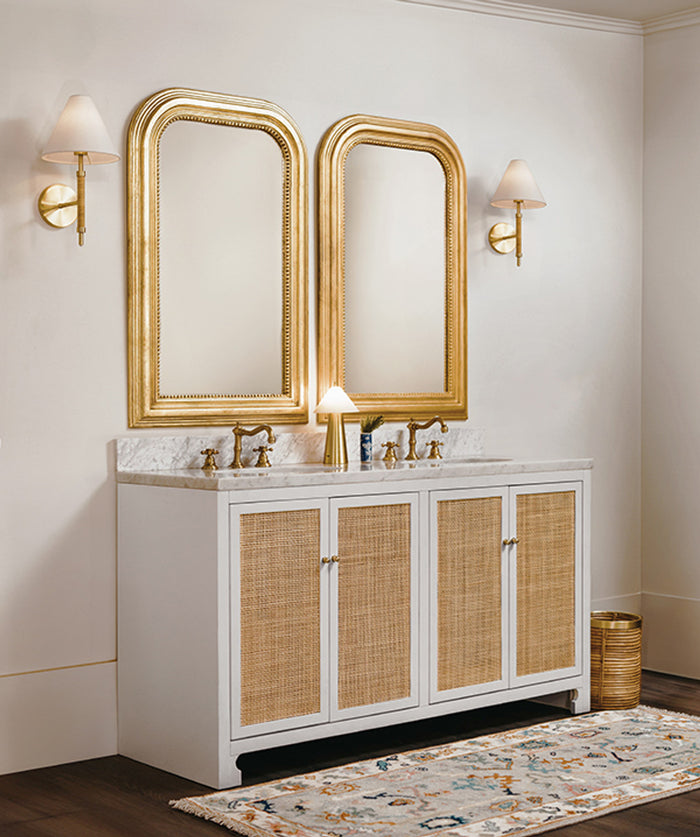 Airah 60" White Cane & Marble Bath Vanity