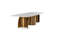 Taylore 126" Glam Faux Marble + Gold Stainless Steel Dining Table