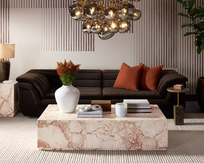 Bello 115" Mink Plush Channel Tufted Sofa