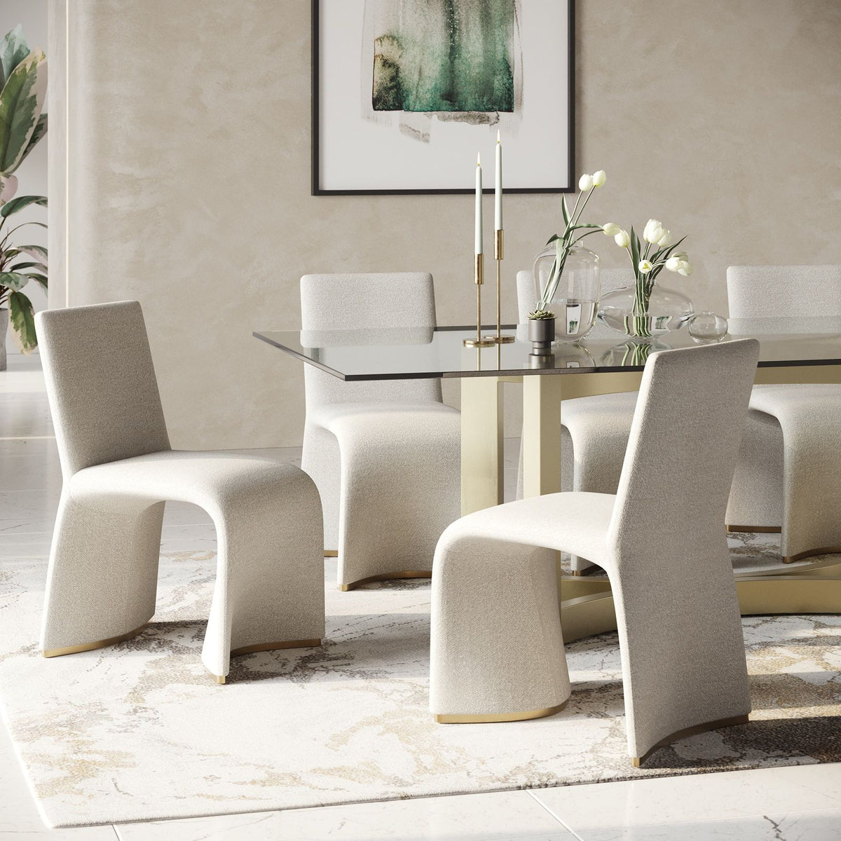 Gloria Contemporary Grey and Brushed Gold Dining Chair (Set of 2)