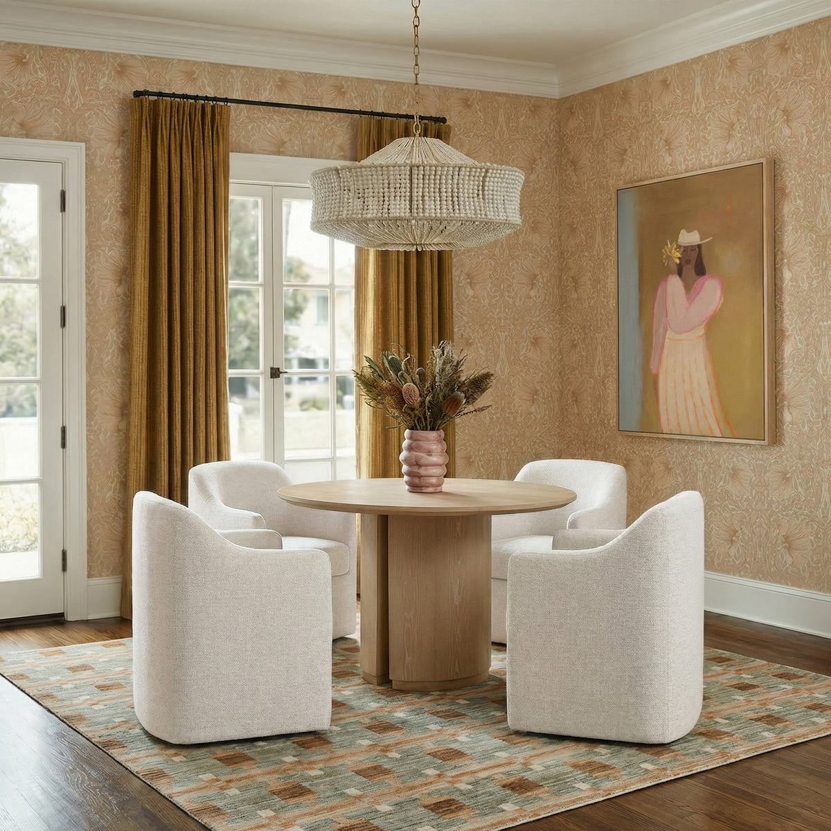 Hope Tall Off-White Textured Performance Fabric Dining Chair