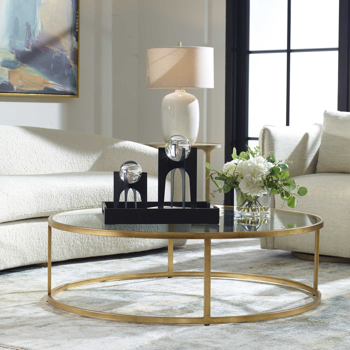 Mikel Gold and Glass Coffee Table