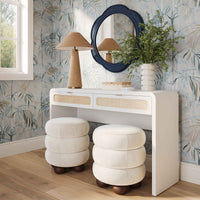 Ameline White Rattan Console/Desk