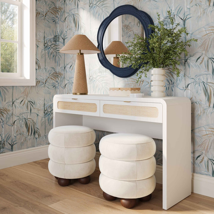 Ameline White Rattan Console/Desk