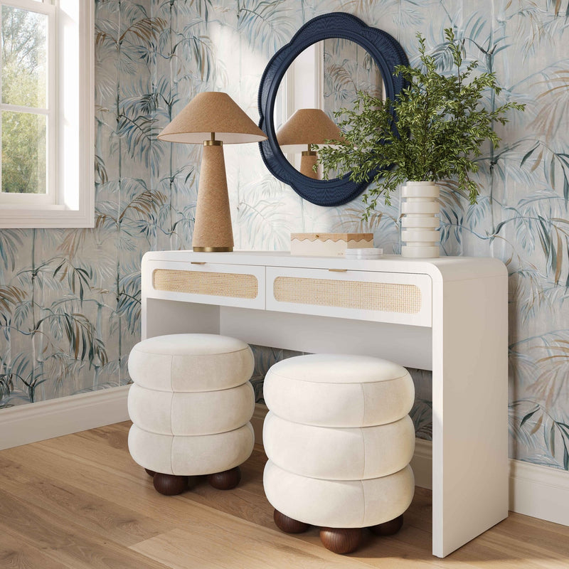 Ameline White Rattan Console/Desk