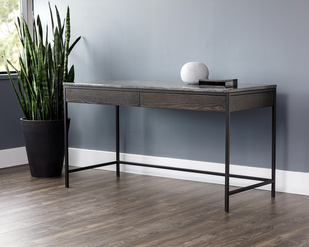 Stamos 55" Modern Oak & Marble Desk