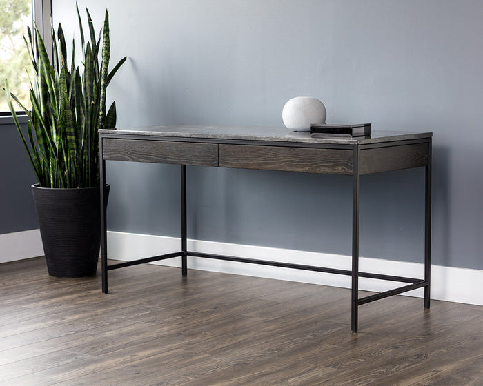 Stamos 55" Modern Oak & Marble Desk