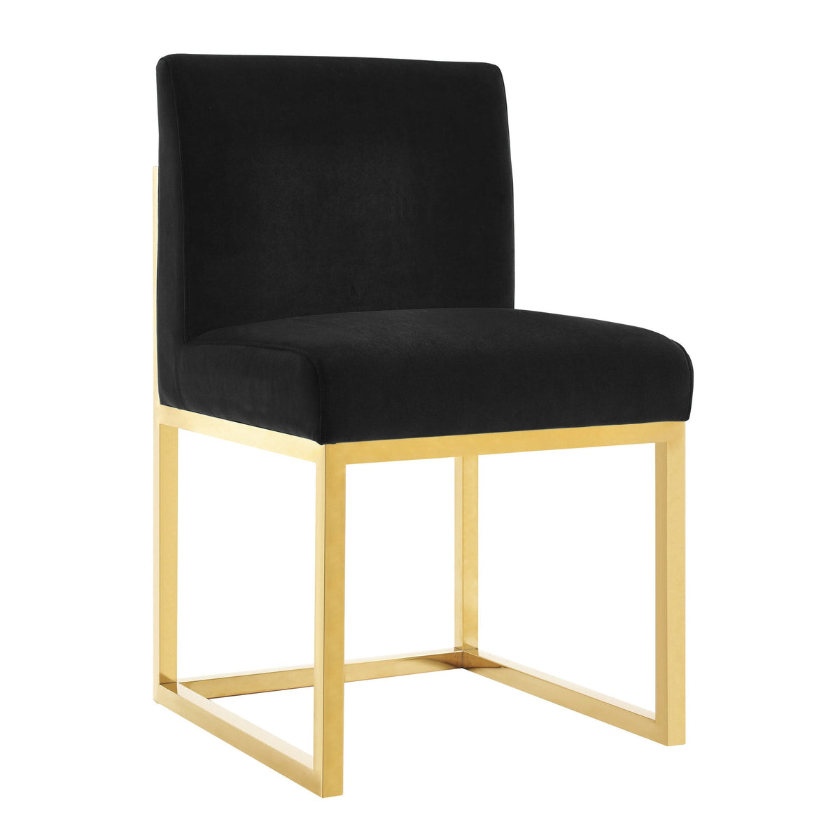 Gianni Performance Grade Black Velvet With Gold Frame Chair