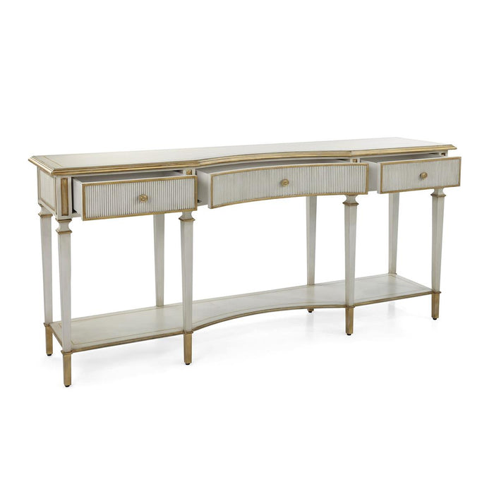 Alleda White Washed Oak & Gold Console Table