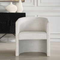 Barrel White Boucle Dining Chair/Accent Chair