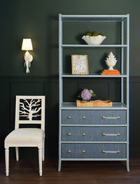 Fiona Light Blue Grasscloth & Gold Etagere