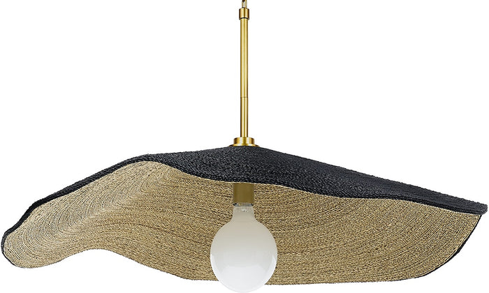 Mckinley Large Black & Natural Seagrass Pendant