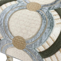 Caliana Embroidered Fabric Ottoman with Silver Branch Base