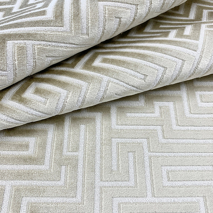Malia Classic/Modern Meander Beige Custom Upholstered Ottoman