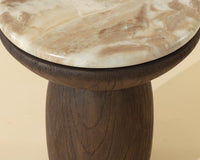 Orula Faux Marble & Brown Oak Concrete Indoor/Outdoor Accent Table
