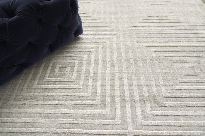 Cleo Modern Ivory Box Patterned Area Rug - Elegance Collection