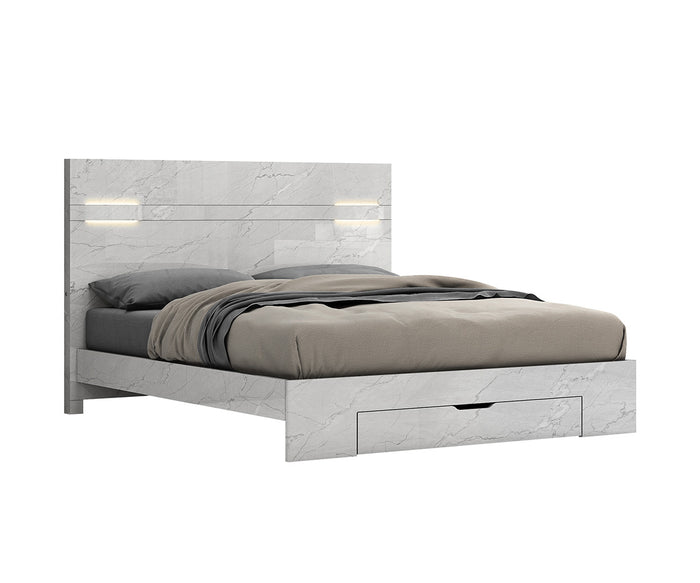 Nahlia White Carrara Finish Bed