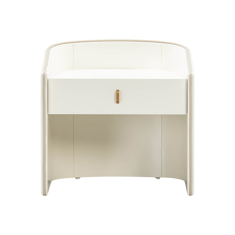 Alie Cream Lacquer Nightstand - Luxury Living Collection