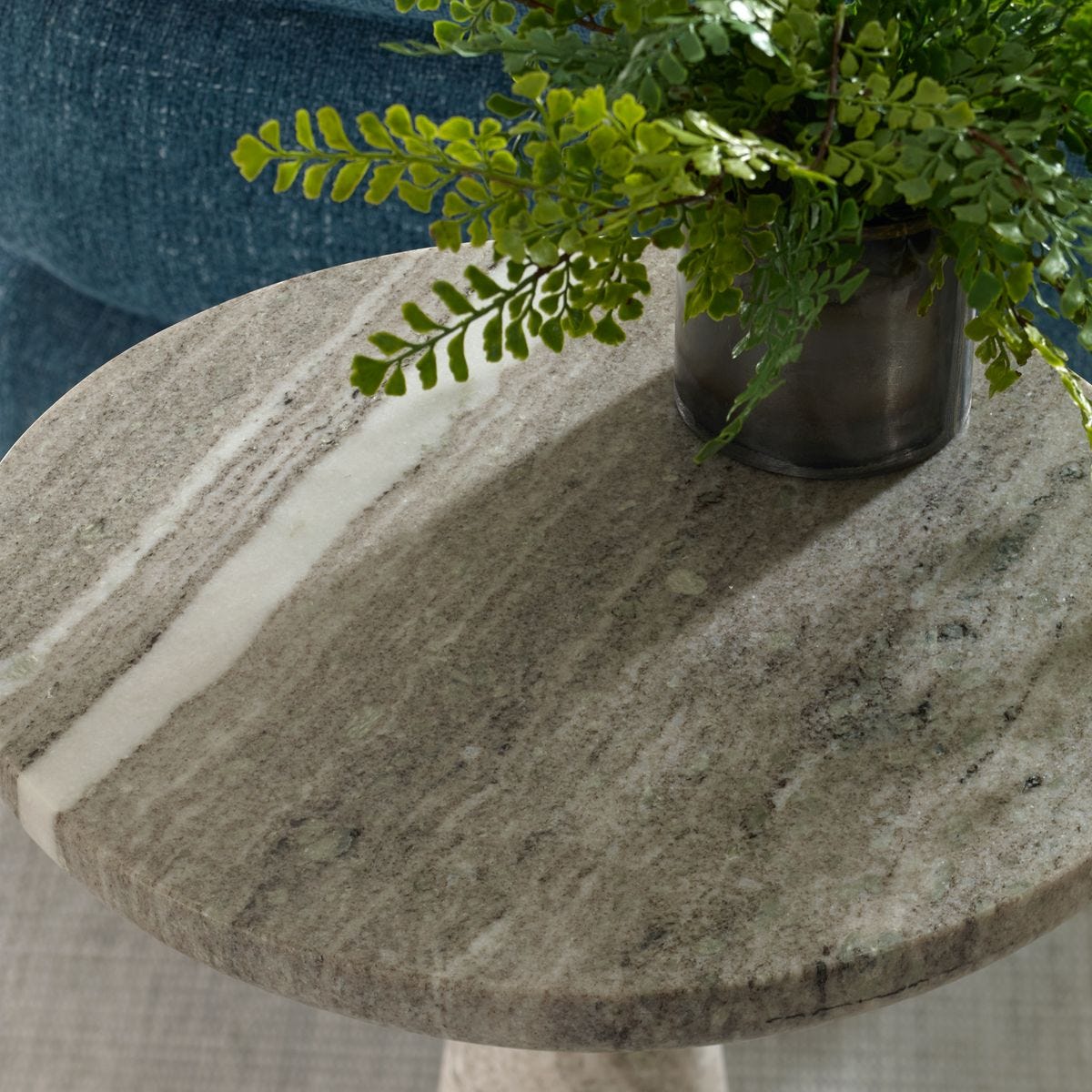 Julliette 17" Sophisticated Neutral Toned Marble Accent Table