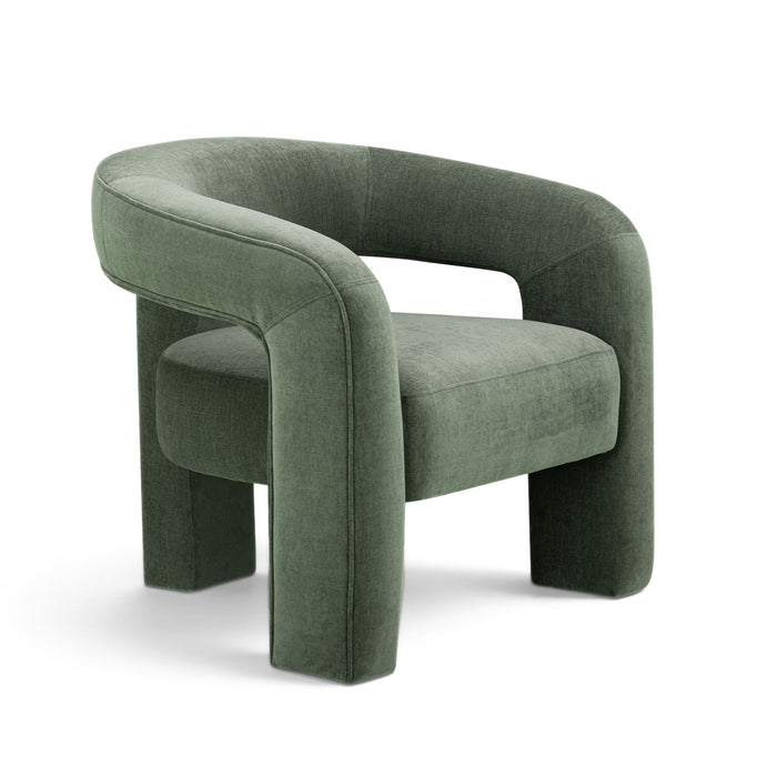 Clara Green Performance Velvet Curved Accent Chair