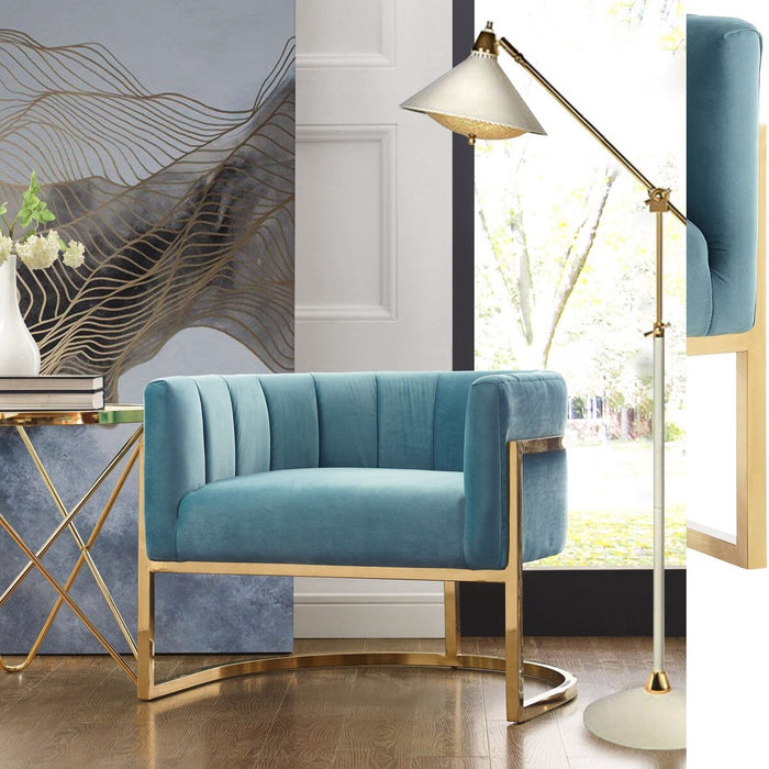 Chloe Sea Blue Chair with Gold Base