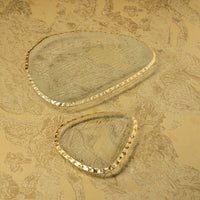 Alida 12 Large & 12 Small Textured Organic Shape Plate with Jagged Gold Rim (24 Plates)