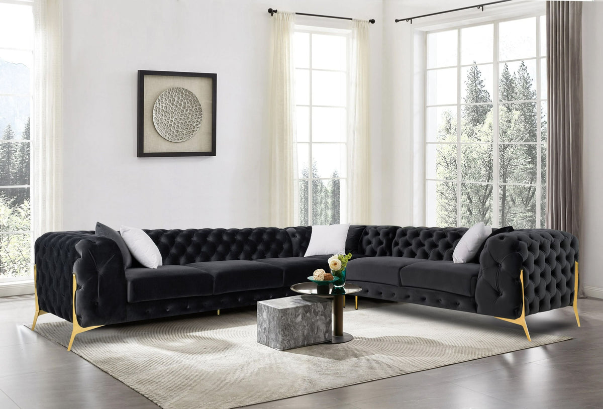 Bronte Black Velvet Transitional Loveseat