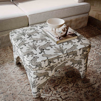 Kaelie Taupe Leopard Jacquard Ottoman