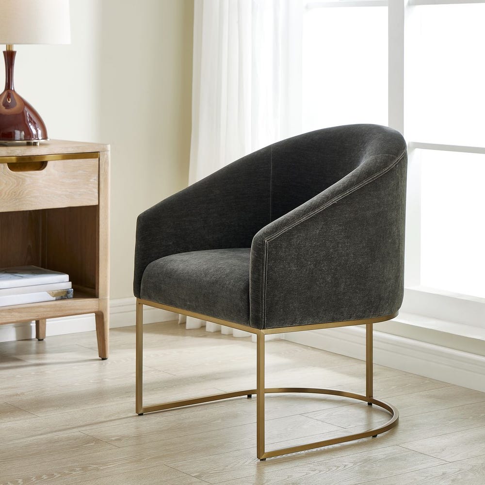 Bianca Grey Velvet  & Gold Dining Arm Chair