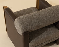 Edgar Earth Fabric, Espresso Faux Leather & Gold Accent Chair