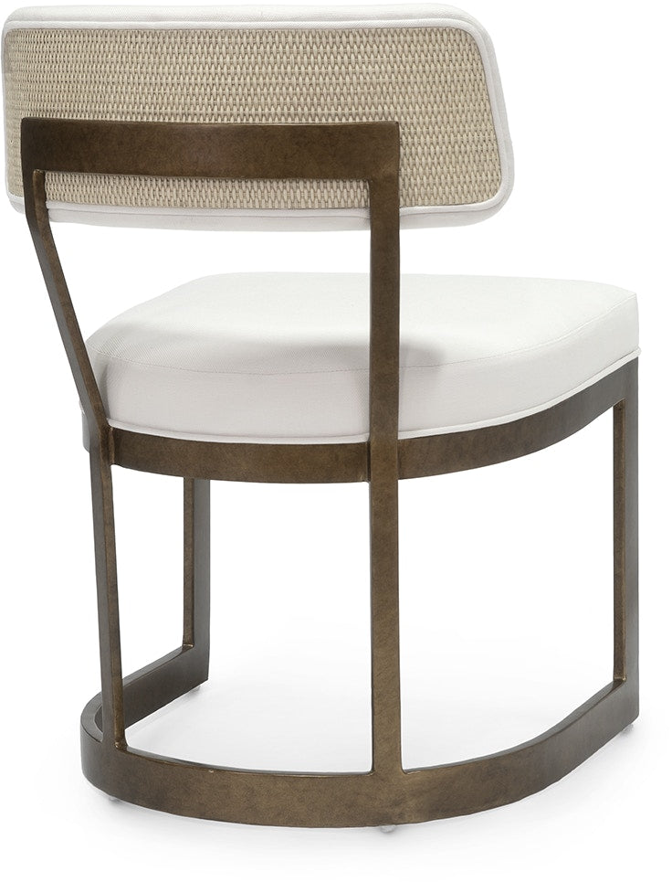 Conrad Gold & Performance White Basket Weave Side Chair