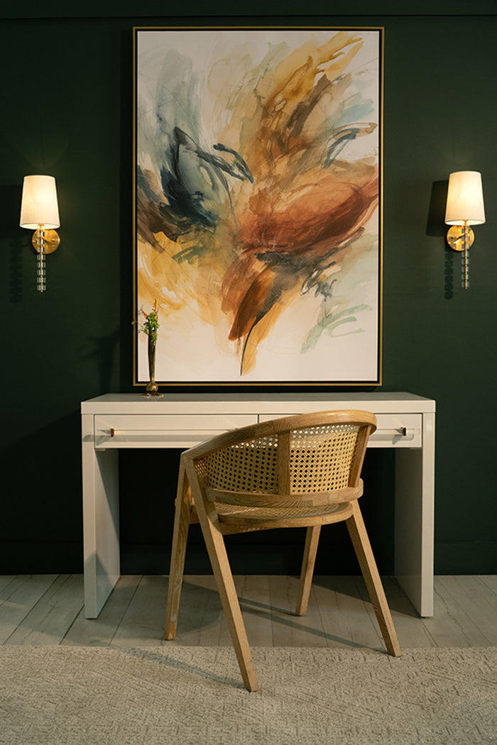Araminta White Desk with Acrylic & Gold Accents