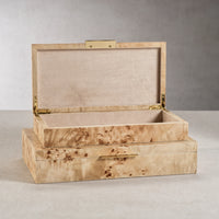 Arabella Burl Wood Veneer Boxes - Set of 2 (2 Sizes Available)