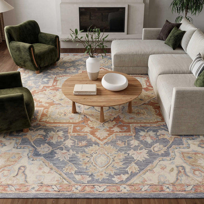 Goldie Blue Ivory Wool Persian Style Area Rug