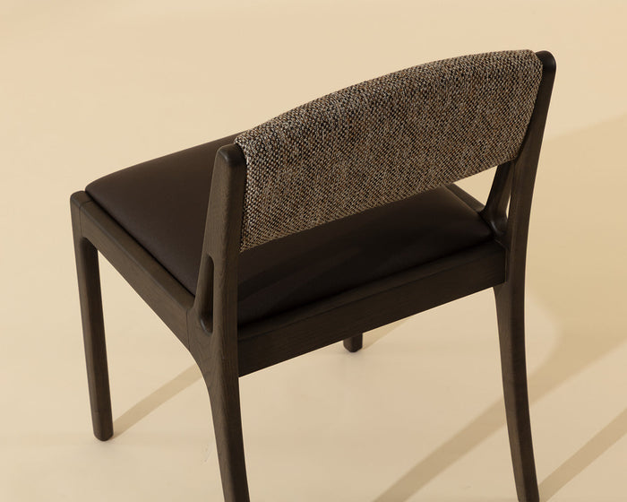 Mertola Espresso Faux Leather & Branzino Fabric Dining Chair