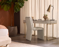 Jamille Cream Faux Leather & Gold Desk
