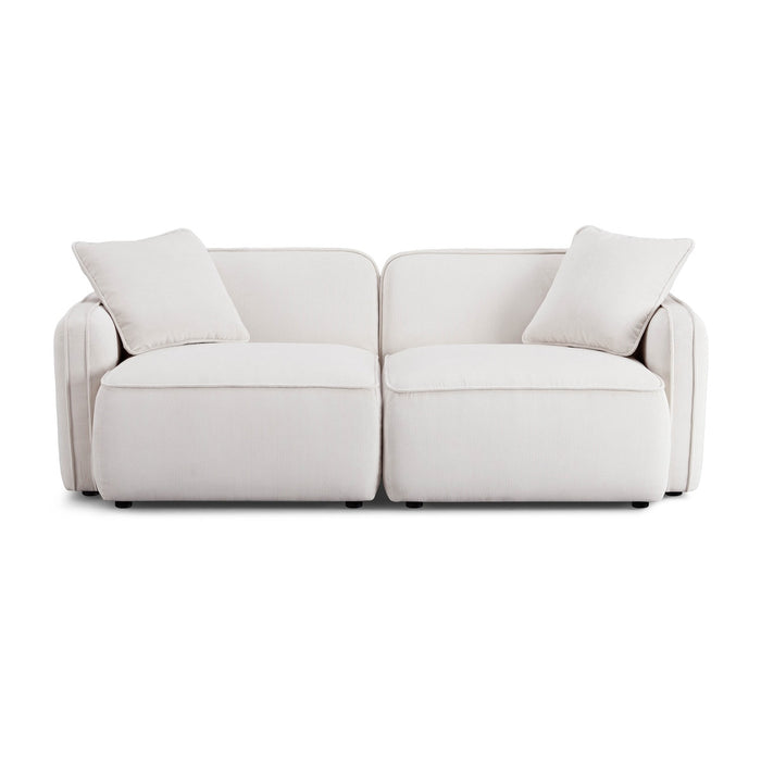 Travie 78" White Sand Performance Corduroy Velvet Modular Loveseat