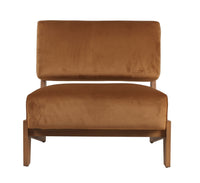 Kenna Mid-Century Modern Camel Velvet + Chestnut Accent Chair