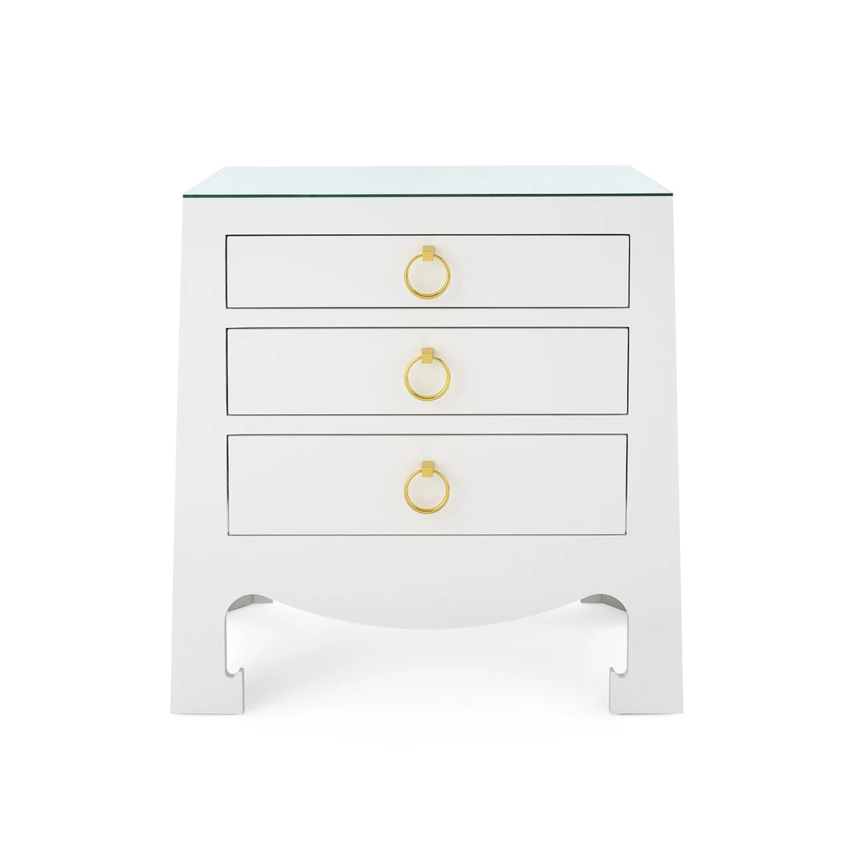Maylee 26" Glass Top White & Gold End Table/Nightstand