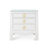 Maylee 26" Glass Top White & Gold End Table/Nightstand