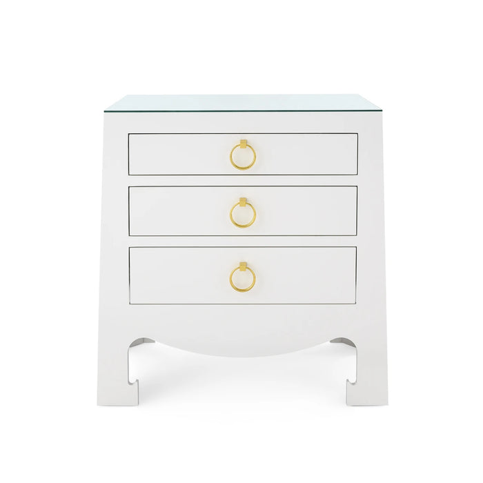 Maylee 26" Glass Top White & Gold End Table/Nightstand