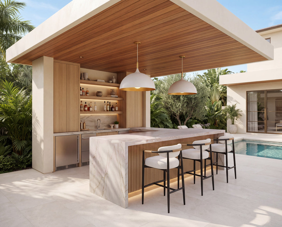 Marita Cream & Black Indoor/Outdoor Bar Stool
