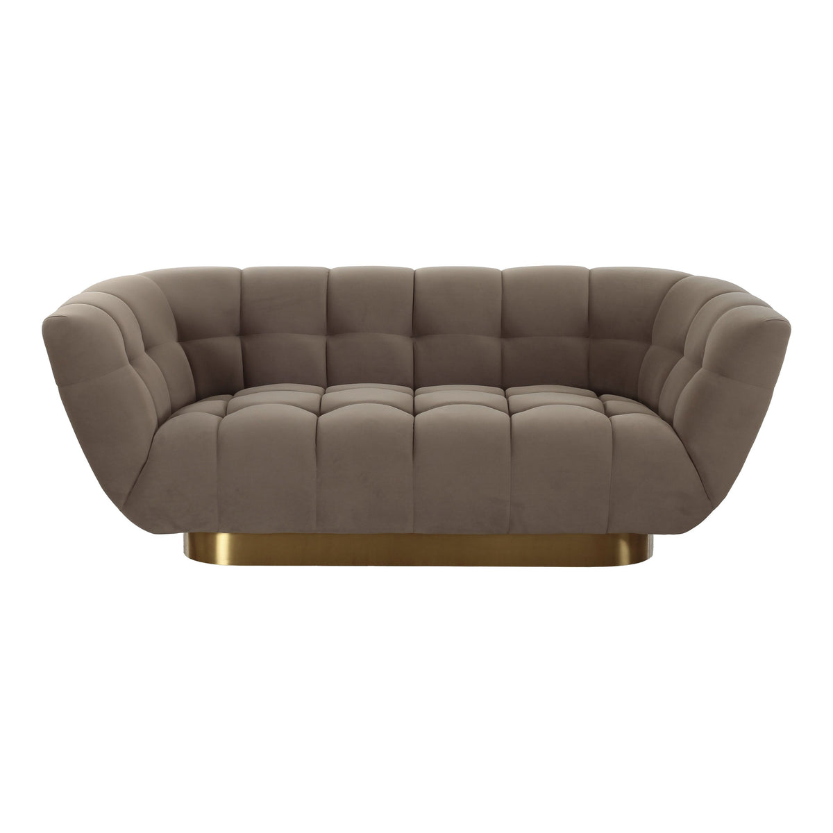 Rihanna 79.5" Taupe Upholstered & Gold Loveseat