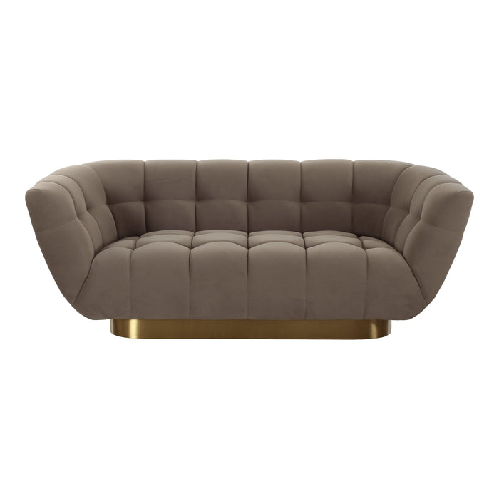Rihanna 79.5" Taupe Upholstered & Gold Loveseat