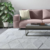 Hand Tufted Geometric Ivory Area Rug