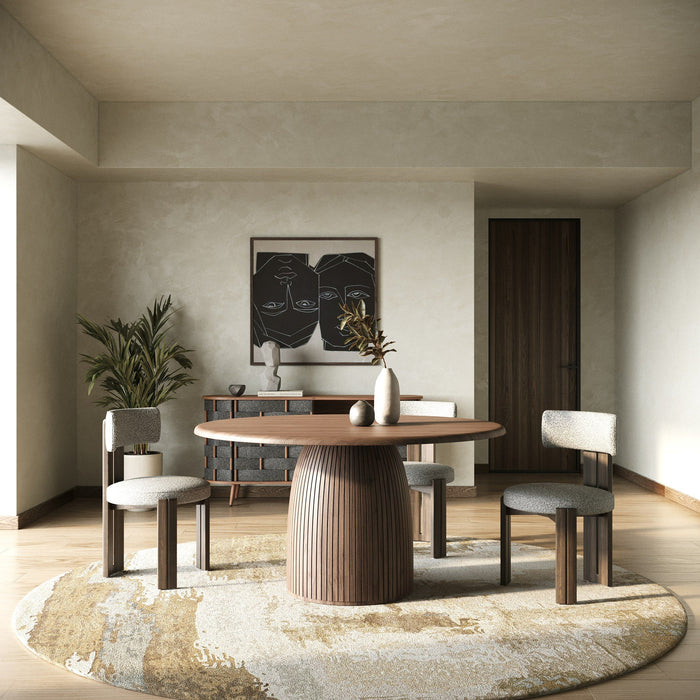 Sammy 55" Modern Round Walnut Dining Table
