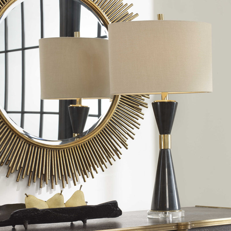 Lucas Black Marble & Gold Table Lamp