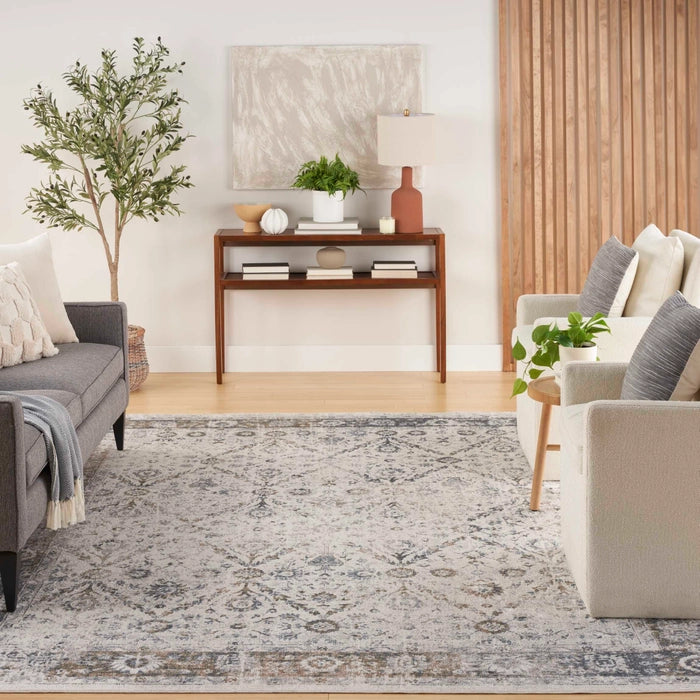 Pheobe Ivory & Blue Washable Area Rug