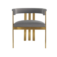 Thisbe Modern Grey Velvet + Champagne Gold Dining Chair